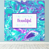 Lila und Aquamarine Fluid Art Marmor wie Zitat Leinwanddruck (Insitu (Holzboden))