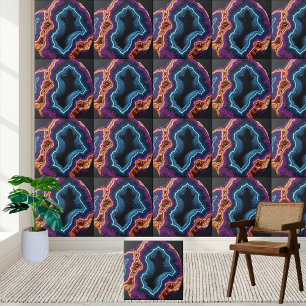 Lila und Aquamarine geode Slice Pattern Tile Fliese