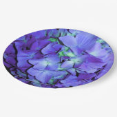 Lila und aquamarine Hydrangea, lila blaue Blumen Pappteller (Schrägansicht)
