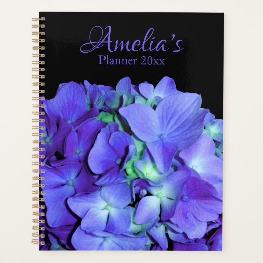 Lila und aquamarine Hydrangea, lila blaue Blumen Planer (Vorderseite)