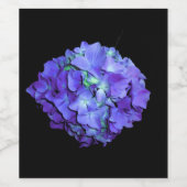 Lila und aquamarine Hydrangea, lila blaue Blumen Weinetikett (Einzelnes Label)