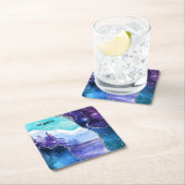 Lila und Aquamarine Magie Schneesee und Wald Rechteckiger Pappuntersetzer (Vor Ort)