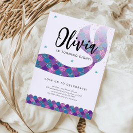 Lila und Aquamarine Mermaid Birthday Party Einladung