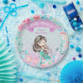 Lila und Aquamarine Mermaid Custom First Birthday Pappteller (Party)
