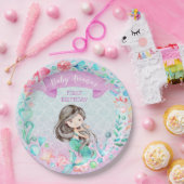 Lila und Aquamarine Mermaid Custom First Birthday Pappteller (Party)