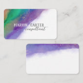 lila und aquamarine minimalistisch saubere Aquarel Visitenkarte (Vorne/Hinten)