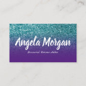 Lila und Aquamarine Ombre Glitzer Foto Author Visitenkarte (Vorderseite)