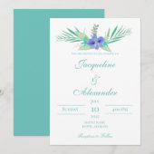 Lila und Aquamarine Orchideenhochzeit Einladung (Vorne/Hinten)