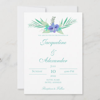 Lila und Aquamarine Orchideenhochzeit Einladung
