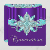Lila und Aquamarine Quinceanera Einladung (Vorne/Hinten)