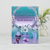 Lila und Aquamarine Traumreise Boho Brautparty Einladung (Stehend Vorderseite)