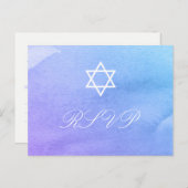 Lila und Aquamarine Wasserfarbe Bat Mitzvah UAWG Einladungspostkarte (Vorne/Hinten)