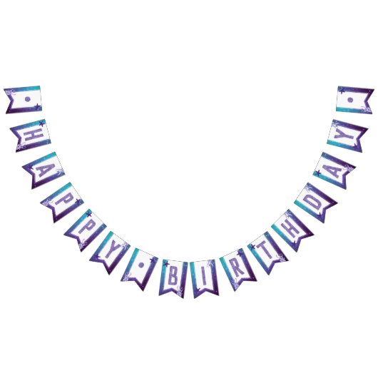 Lila und Aquamarine Wasserfarbe Starfish Happy Geb Wimpelkette (Alle)