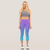 Lila und Aquamariner Blauer Ombre Capri Leggings (Vorderseite)