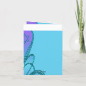 Lila und aquamariner blauer Schläger Mitzvah Dankeskarte (Rückseite)