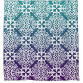 Lila und Aquamariner Ombre Verziert Damask Duschvorhang (Vorderseite)