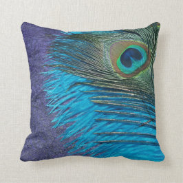 Lila und aquamariner Pfau Kissen