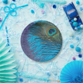 Lila und aquamariner Pfau Pappteller (Party)