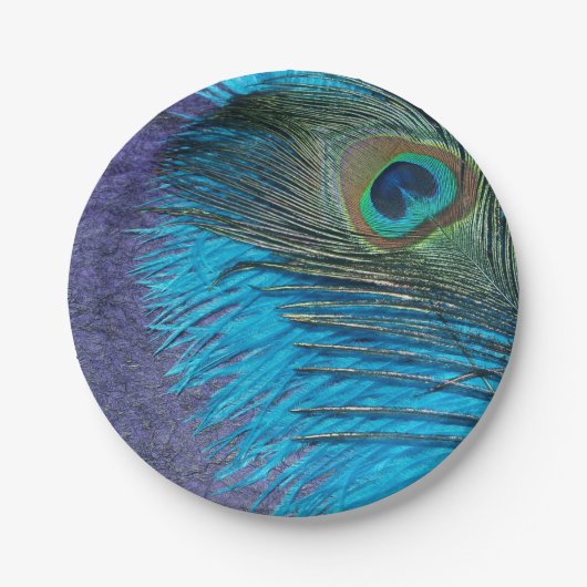 Lila und aquamariner Pfau Pappteller (Vorderseite)