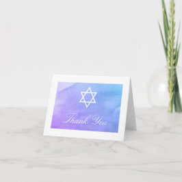 Lila und aquamariner Watercolor-Schläger Mitzvah Dankeskarte