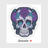 Lila und Aquamariner Zuckerschädel 2 Aufkleber (Blatt)