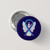 Lila und Aquamarines Awareness Ribbon Angel Button (Vorne & Hinten)