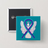 Lila und Aquamarines Awareness Ribbon Angel Button (Vorne & Hinten)