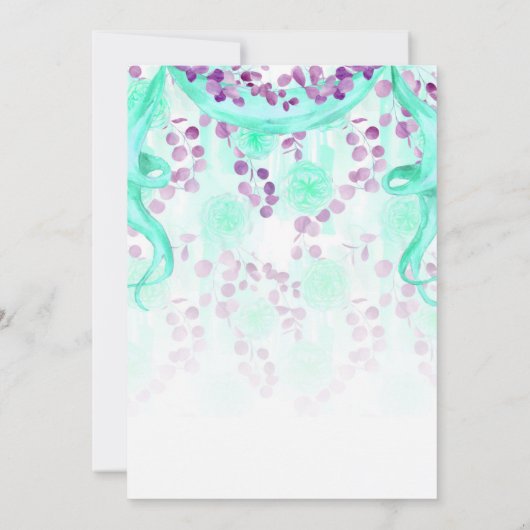 Lila und Aquamarines Banner-Brautparty Einladung (Rückseite)