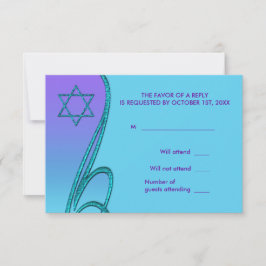 Lila und Aquamarines Blaues Bat Mitzvah UAWG RSVP Karte