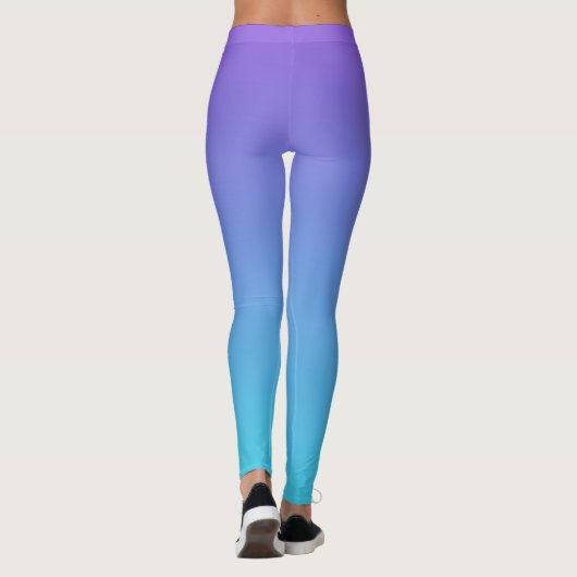 Lila und aquamarines blaues Ombre Leggings (Rückseite)