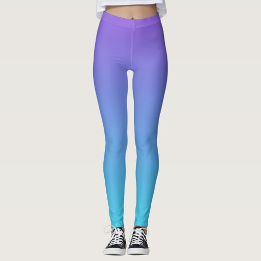 Lila und aquamarines blaues Ombre Leggings (Vorderseite)