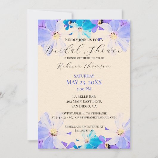 Lila und Aquamarines Brautparty Einladung (Vorderseite)