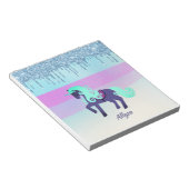 Lila und Aquamarines Einhorn mit Imitaten Glitzer Notizblock (angewinkelt)