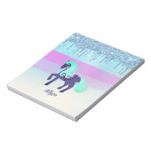 Lila und Aquamarines Einhorn mit Imitaten Glitzer Notizblock (Rotiert)