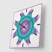 Lila und Aquamarines Einzelsterndesign Quadratische Wanduhr (Winkel)