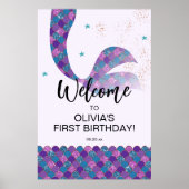 Lila und Aquamarines Mermaid Geburtstagszeichen Poster (Vorne)