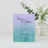 Lila und Aquamarines Ombre Save the Date Einladung (Stehend Vorderseite)