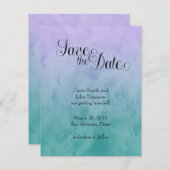 Lila und Aquamarines Ombre Save the Date Einladung (Vorne/Hinten)