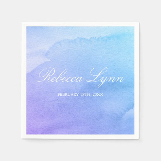 Lila und Aquamarines Wasserfarbenbad Mitzvah Serviette (Vorderseite)