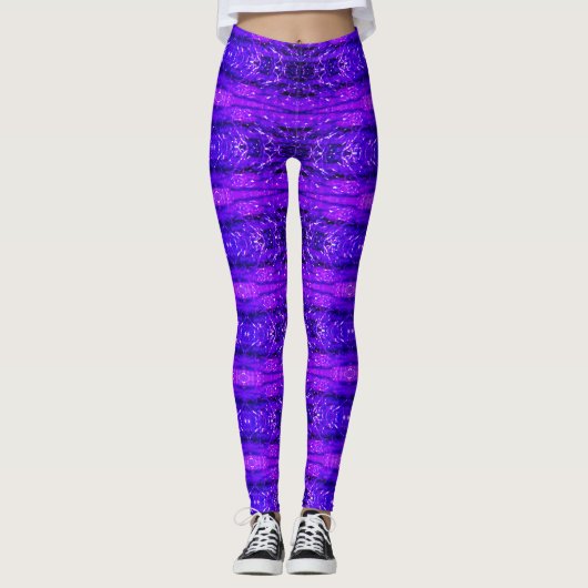 Lila und Auberginen abstrakt gemustert Leggings (Vorderseite)