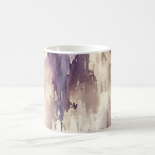 Lila und Beige Abstrakte Aquarellmalerei Kaffeetasse