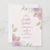 Lila und beige Rose Hochzeitsrahmen einladen Dankeskarte (Vorderseite)
