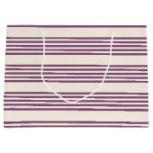 Lila und beige Streifen Große Geschenktüte (Vorderseite)