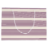 Lila und beige Streifen Große Geschenktüte (Rückseite)