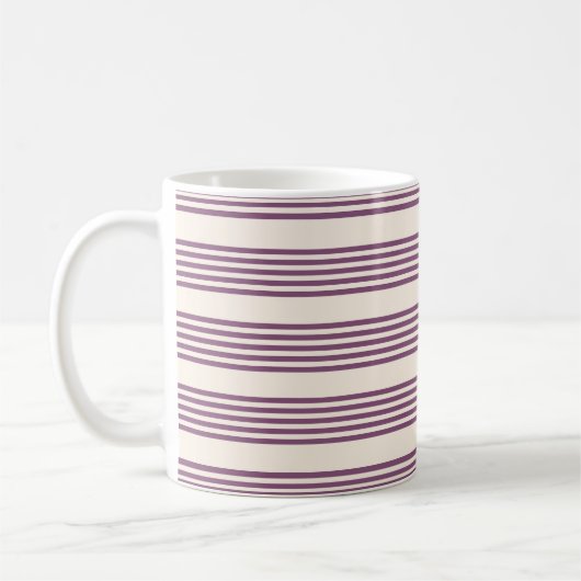 Lila und beige Streifen Kaffeetasse (Links)