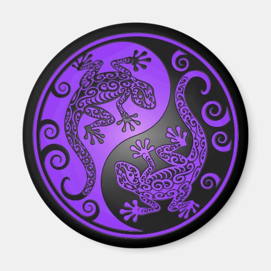 Lila und Black Yin Yang Geckos Magnet (Vorne)