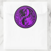 Lila und Black Yin Yang Kittens Runder Aufkleber (Tasche)