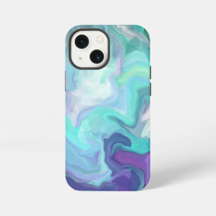 Lila und Blau abstraktes Faux-Marmor iPhone 13 Mini Hülle