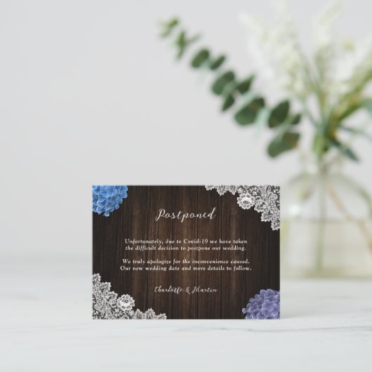 Lila und blau aufgeschobene Hochzeitsankündigung Begleitkarte (Stehend Vorderseite)