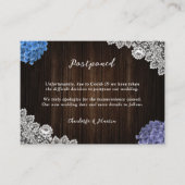 Lila und blau aufgeschobene Hochzeitsankündigung Begleitkarte (Vorderseite)